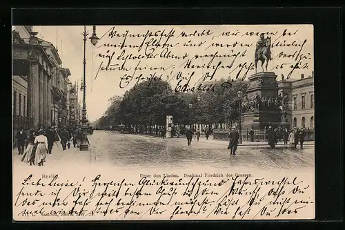 AK Berlin, Unter den Linden, Denkmal Friedrich des Grossen