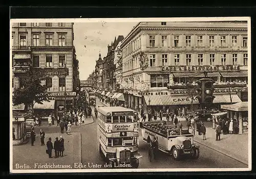 AK Berlin, Unter den Linden, Ecke Friedrichstrasse mit Café König