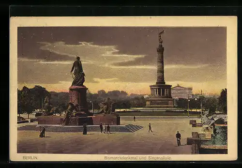 AK Berlin-Tiergarten, Bismarckdenkmal und Siegessäule