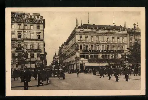 AK Berlin, Unter den Linden, Ecke Friedrichstrasse mit Victoria-Cafe