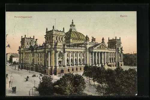 AK Berlin-Tiergarten, Reichstagsgebäude aus der Vogelschau