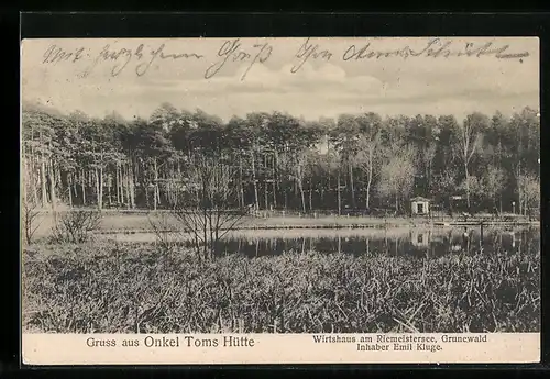 AK Berlin-Grunewald, Onkel Toms Hütte, Wirtshaus am Riemeistersee