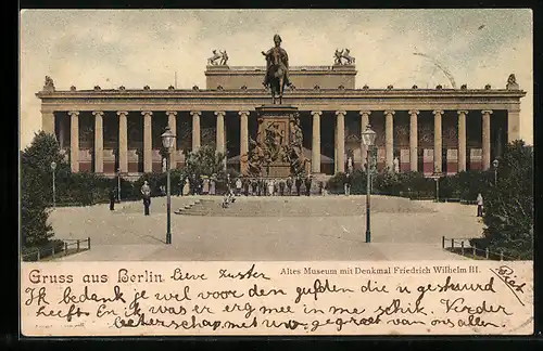 AK Berlin, Altes Museum mit Denkmal Friedrich Wilhelms III.