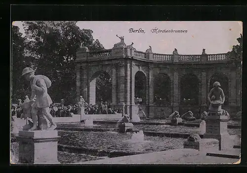 AK Berlin-Friedrichshain, Partie am Märchenbrunnen