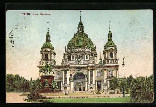 Lithographie Berlin, Dom vom Lustgarten gesehen, Hauptfront