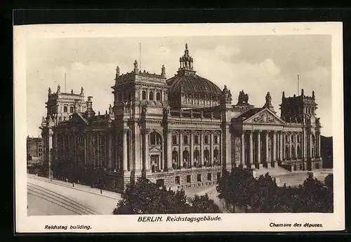 AK Berlin-Tiergarten, Reichstagsgebäude aus der Vogelschau