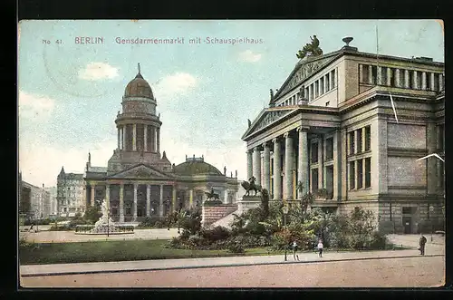 AK Berlin, Gendarmenmarkt mit Schauspielhaus