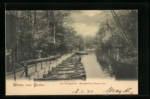 AK Berlin-Tiergarten, Bootstation am Neuen See