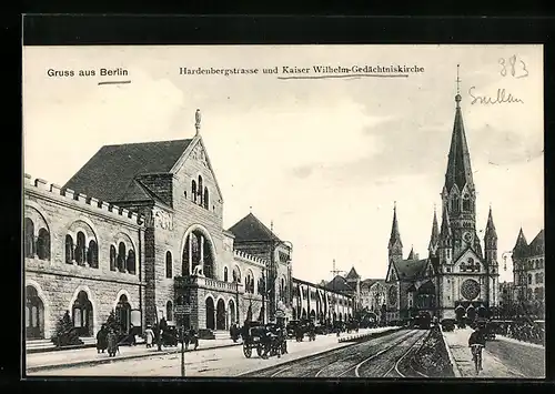 AK Berlin-Charlottenburg, Hardenbergstrasse und Kaiser Wilhelm-Gedächtniskirche