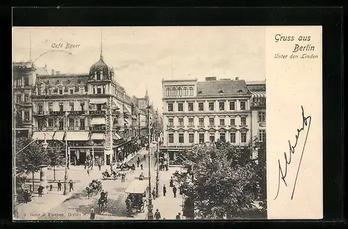 AK Berlin, Unter den Linden, Cafe Bauer