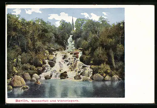 AK Berlin-Kreuzberg, Wasserfall im Viktoriapark