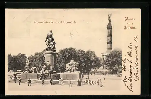 AK Berlin-Tiergarten, Bismarck-Denkmal und Siegessäule