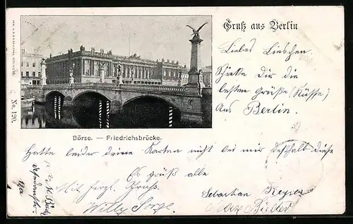 AK Berlin, Friedrichsbrücke und Börse, Burgstrasse