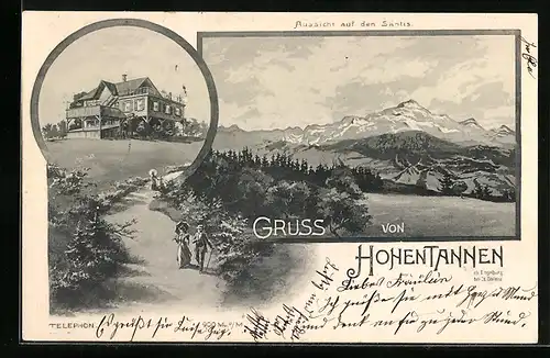 AK Hohentannen, Gasthaus, Panorama mit Säntis