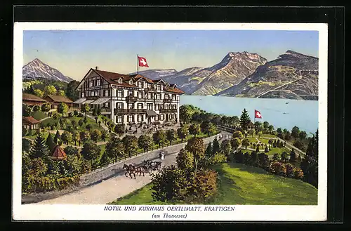 AK Krattigen, Strassenpartie am Hotel & Kurhaus Oertlimatt