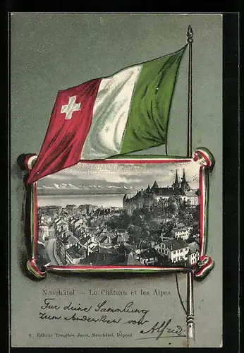 AK Neuchâtel, Le Château et les Alpes, Passepartout