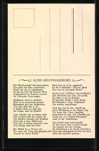 Künstler-AK Melchnau, Altes Melchnauerlied, Kuh