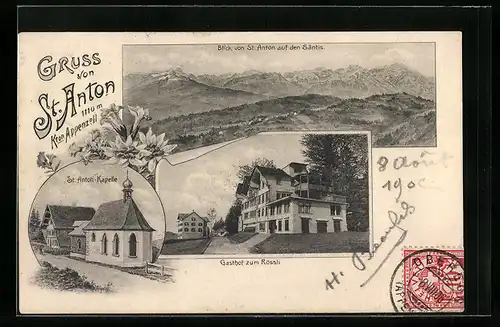 AK St. Anton, Gasthof zum Rössli, St. Anton-Kapelle