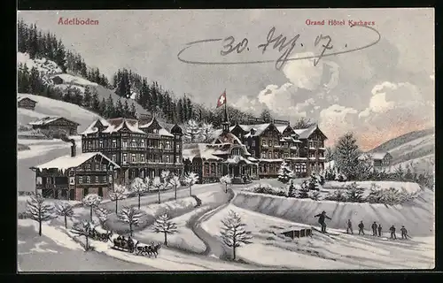 AK Adelboden, Grand Hotel Kurhaus im Schnee