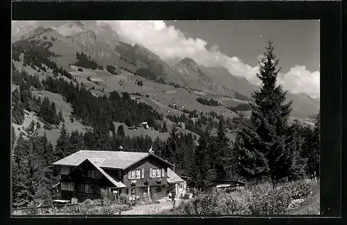 AK Adelboden, Gasthaus Hirschen mit Niesenkette