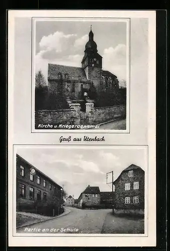 AK Utenbach, Kirche und Kriegerdenkmal, Schule
