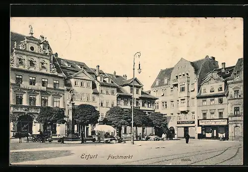 AK Erfurt, Fischmarkt mit Cafe Roland und Geschäften