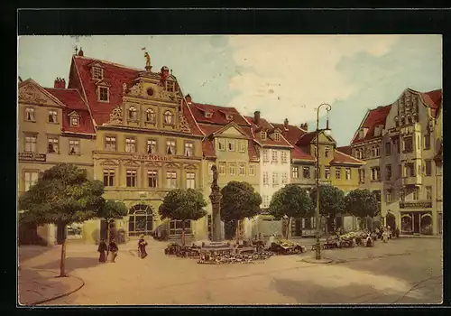 AK Erfurt, Fischmarkt mit Café Roland