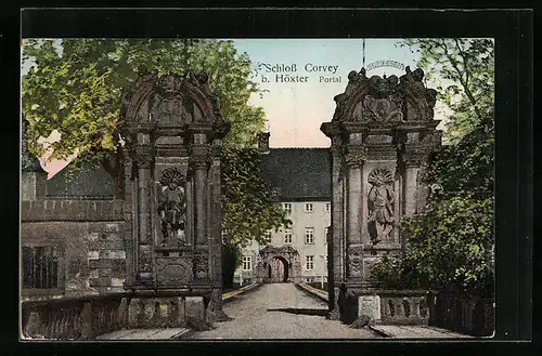 Goldfenster-AK Höxter, Schloss Corvey, Portal