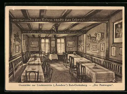 AK Bad Godesberg, Gasthaus zur Lindenwirtin (Ännchen), Der Postwagen