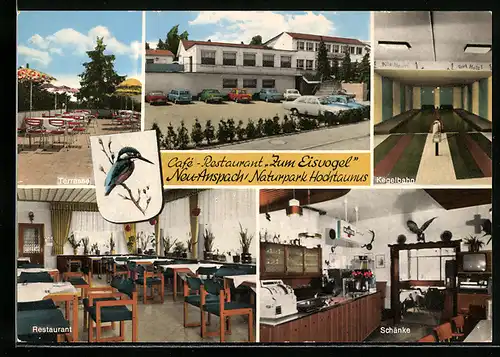 AK Neu-Anspach /Naturpark Hochtaunus, Cafe-Restaurant Zum Eisvogel, Innenansichten Restaurant und Schänke