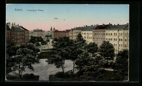 Goldfenster-AK Erfurt, Leipziger Platz