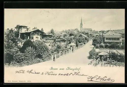 AK Burgdorf, Strassenpartie mit Blick zur Kirche