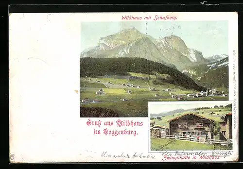 AK Wildhaus, Panorama mit Schafberg und Zwinglihütte