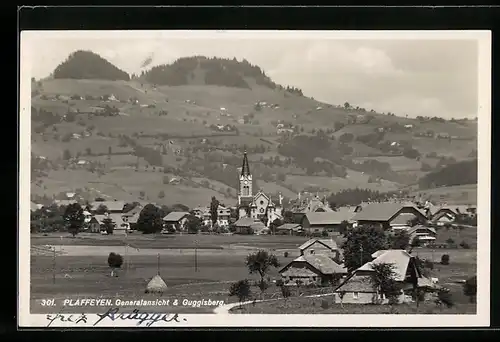 AK Plaffeyen, Generalansicht mit Kirche & Guggisberg