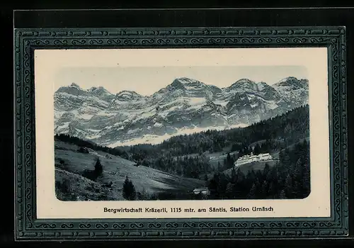 AK Urnäsch, Gasthaus Kräzerli mit Säntis