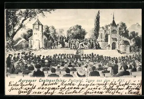 Künstler-AK Aargau, Festspiel Aargauer Centenarfeier, Scene aus dem 1. Akt