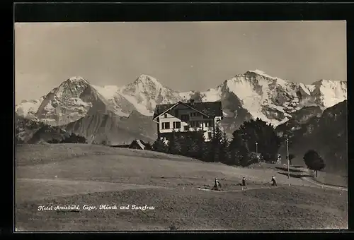 AK Beatenberg, Hotel Amisbühl mit Eiger, Mönch & Jungfrau