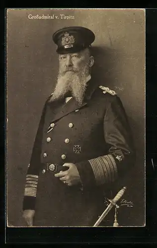 AK Grossadmiral von Tirpitz mit Dolch und Schirmkappe