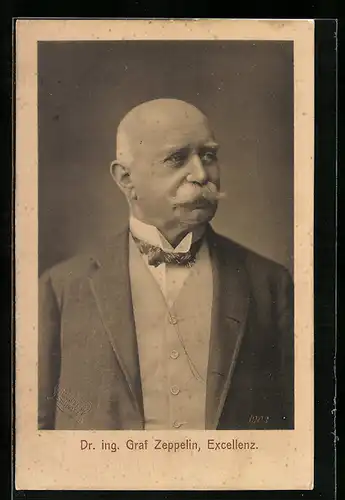AK Ferdinand Graf von Zeppelin im Anzug mit Fliege