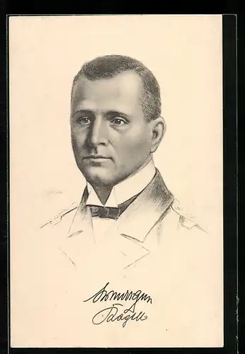 Künstler-AK U-Boot-Kapitänleutnant Otto Weddigen, Porträt