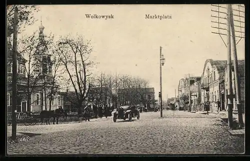 AK Wolkowysk, Marktplatz mit Auto