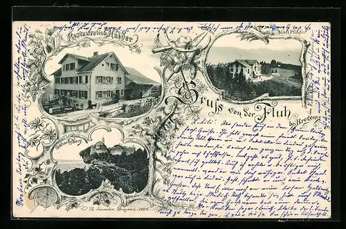 AK Bregenz a. B., Restaurant Halder, Gebhardsberg, Hotel Pfänder