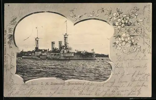 AK SM Linienschiff Brandenburg vor Anker, Ostasiengeschwader