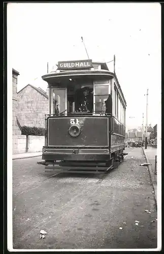 Fotografie Burrows, Ansicht Bath, Oldfield Park, Strassenbahn-Triebwagen Nr. 51 Richtung Guildhall