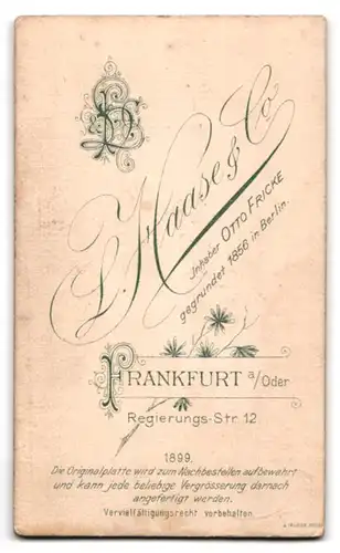 Fotografie L. Haase & Co., Frankfurt a. O., Regierungs-Str. 12, Junger Bürgerlicher in eleganter Kleidung