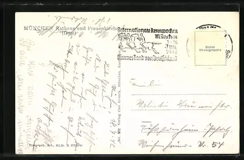 AK München, Rathaus mit Frauenkirche