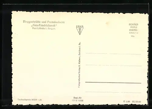 AK Lössnitz i. Erzgeb., Berggaststätte und Fremdenheim Neu-Friedrichsruh
