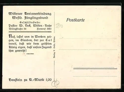 Künstler-AK Witten, Blick auf Jugend-Erholungs-Landheim a. d. Annener-Berge 1927