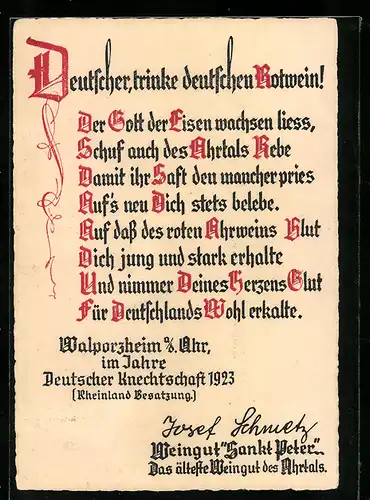 AK Walporzheim a. d. Ahr, Weingut Sankt Peter