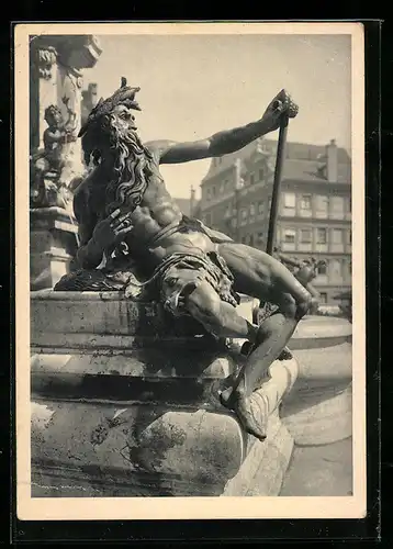 AK Augsburg, Der Lech, Figur am Augustusbrunnen